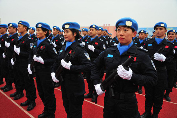 Members of China Standby Peacekeeping Police Force attend the force's founding ceremony in Dongying City, east China's Shandong Province, Dec. 22, 2016. (Photo: Xinhua/Shao Kun)
