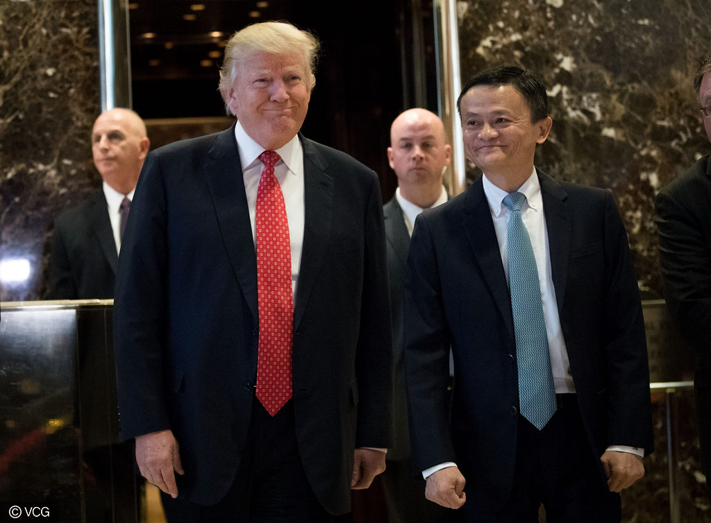 U.S. President-elect Donald Trump meets with Jack Ma, the founder and executive chairman of Alibaba Group in Trump Tower on Jan. 9. (Photo: VCG)