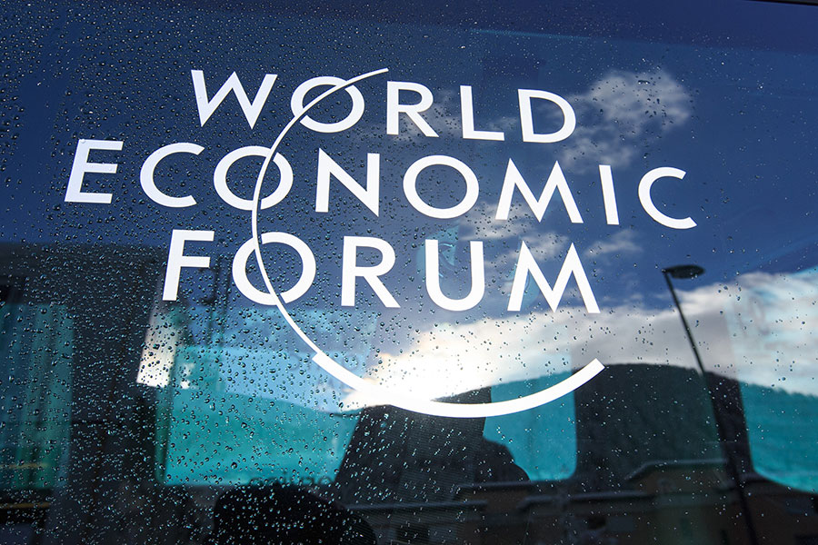 Photo taken on Jan 16, 2017 shows the logo of the World Economic Forum (WEF) in Davos, Switzerland.[Photo/Xinhua]