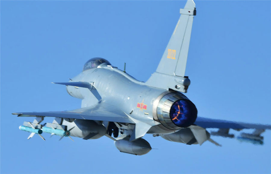 A J-10B fighter jet during the 'Red Sword 2016' drills. [Photo: 81.cn]