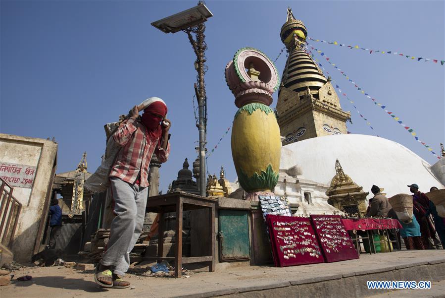 NEPAL-KATHMANDU-RECONSTRUCTION-SWOYMBHUNATH STUPA