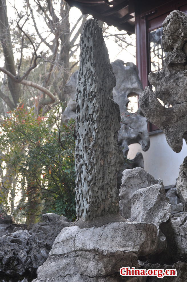 Located at the northeast of Suzhou, Jiangsu Province, the Lion Grove Garden is famous for the Taihu rocks in various shapes which are said to resemble lions, especially the large and labyrinthine grotto of rocks at the garden's center.