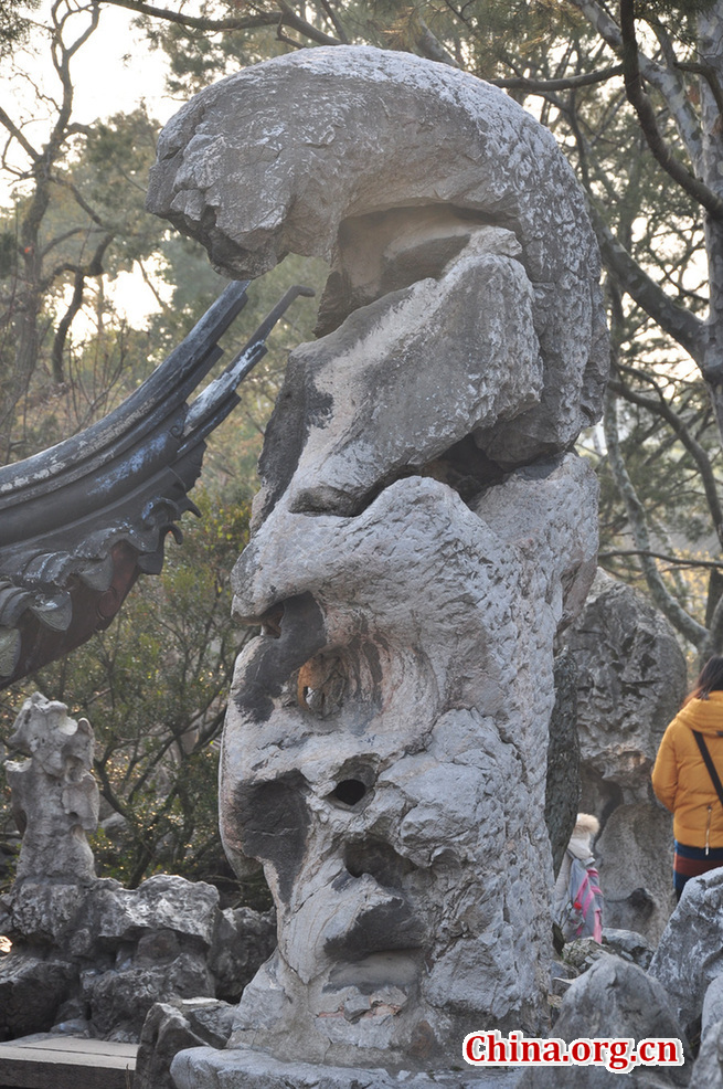 Located at the northeast of Suzhou, Jiangsu Province, the Lion Grove Garden is famous for the Taihu rocks in various shapes which are said to resemble lions, especially the large and labyrinthine grotto of rocks at the garden's center.