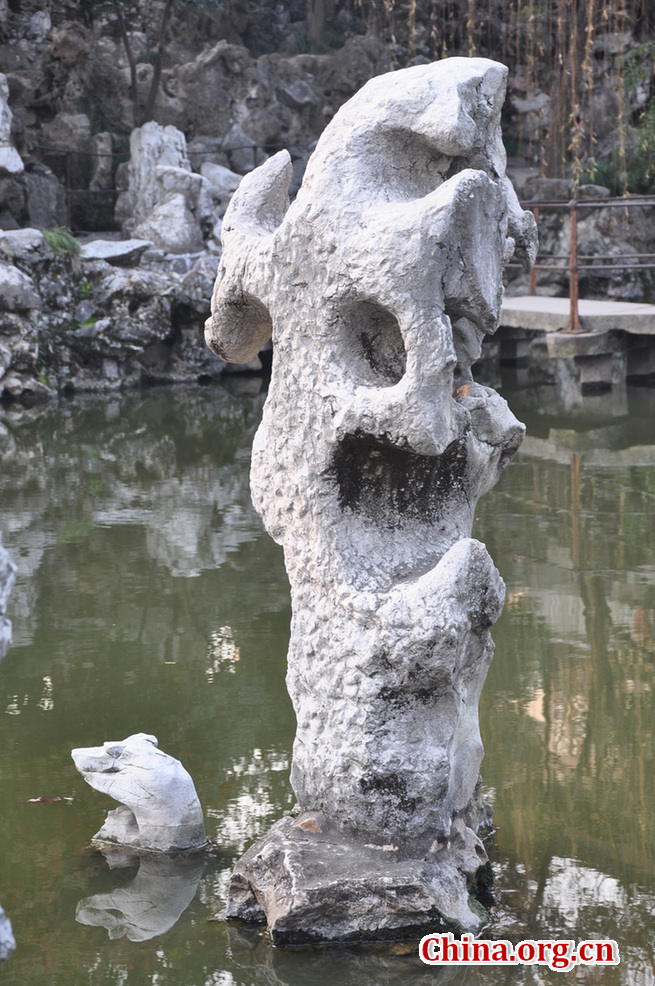 Located at the northeast of Suzhou, Jiangsu Province, the Lion Grove Garden is famous for the Taihu rocks in various shapes which are said to resemble lions, especially the large and labyrinthine grotto of rocks at the garden's center.