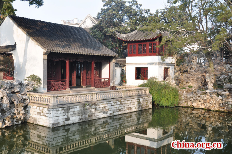 Located at the northeast of Suzhou, Jiangsu Province, the Lion Grove Garden is famous for the Taihu rocks in various shapes which are said to resemble lions, especially the large and labyrinthine grotto of rocks at the garden's center.