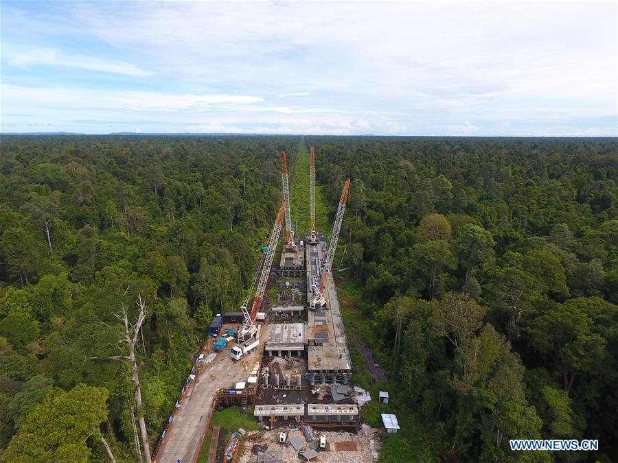 Construction area of China's Temburong Bridge project in Brunei