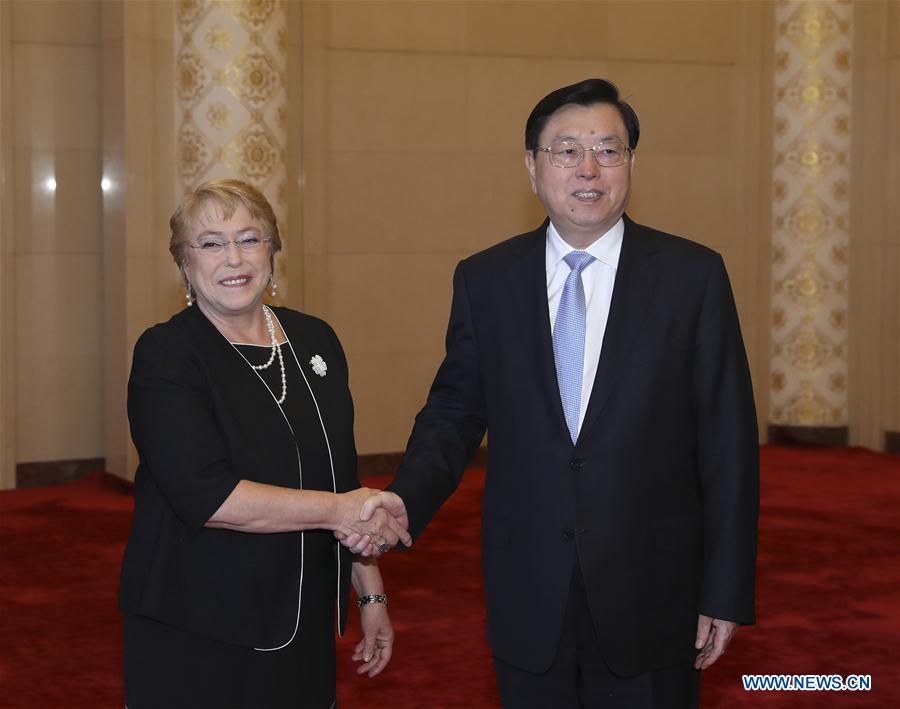 CHINA-CHILE-ZHANG DEJIANG-BACHELET-MEETING (CN)