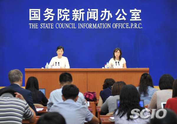 The State Council Information Office (SCIO) holds a press conference on China's foreign-exchange receipts and payments data in Beijing on July 20. [Photo/China SCIO]