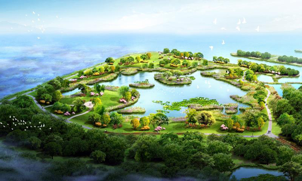An artist's impression of the wetland park. [Photo provided to chinadaily.com.cn]