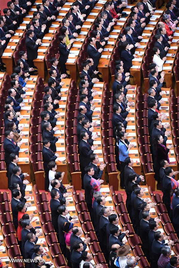 Delegates attend the closing session of the 19th National Congress of the Communist Party of China (CPC) at the Great Hall of the People in Beijing, Oct. 24, 2017. [Photo: Xinhua/Zhang Ling] 