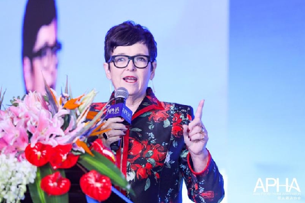 Jenny Shipley, former Prime Minister of New Zealand, delivers a keynote speech at a press conference held last week in Shanghai.