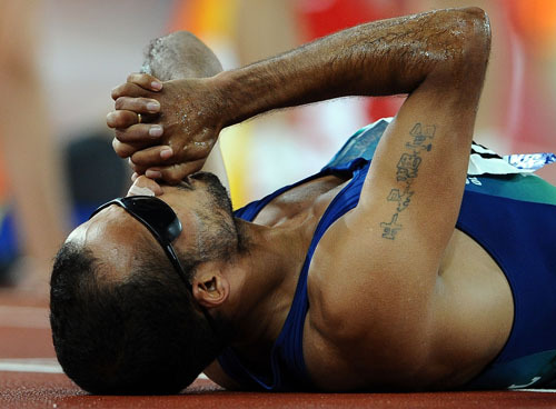 Lucas Prado of Brazil wins the gold medal in the Men's 400m T11. 