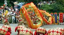 The photo taken on November 4, 2009 by Jiang Yichen shows the dragon dance at Huqiu temple fair held in Suzhou City, east China's Jiangsu Province. Ten-year-old Jiang Yichen is a fourth-grade pupil of Jingwen Experimental Primary School of Suzhou.