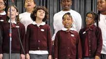 Children choir from Thomas Elementary School perform during the celebration marking the Universal Children's Day and the 20th anniversary of the Convention on the Rights of the Child, at Washington Convention Center in Washington, D.C., capital of the US, November, 20, 2009.