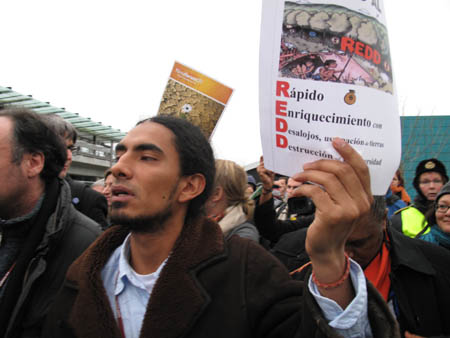 Protesters outside outside the Copenhagen climate conference center in Copenhagen December 16, 2009.