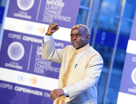 Namibia&apos;s Prime Minister Nahas Angula arrives at the venue of the United Nations Climate Change Conference in Copenhagen, capital of Denmark, December 18, 2009.