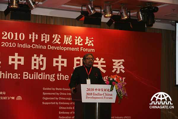 Kanchan Gupta, Associate Editor ofPioneer, speaks at the India-China Development Forum, which is held in Beijing Tuesday morning to mark the 60th anniversary of China-India diplomatic relations.