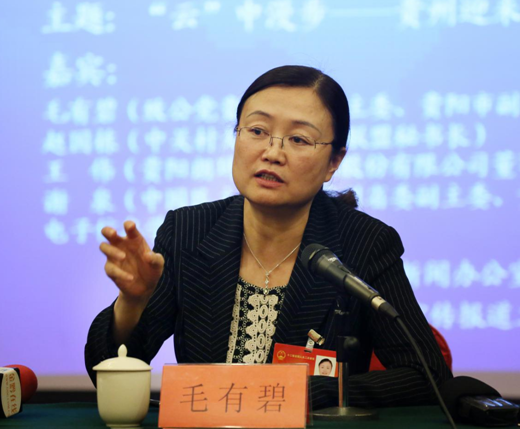 全国人大代表,贵阳市副市长毛有碧回答记者提问 张丽 摄