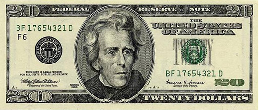 20ドル札……米第7代大統領のアンドリュー・ジャクソン