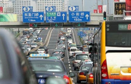 The traffic jam in Beijing.[File photo]