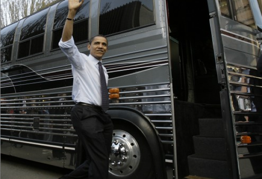 President Obama embarked Monday on a three-day bus tour of Iowa, Minnesota and Illinois. [Agencies]