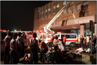 A big fire broke out early Tuesday morning at a hospital in South Taiwan, killing at least 12 people and injuring 60 others, most of whom were patients.