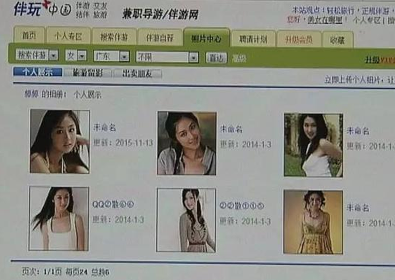 A screenshot of a Chinese tour escort website. 