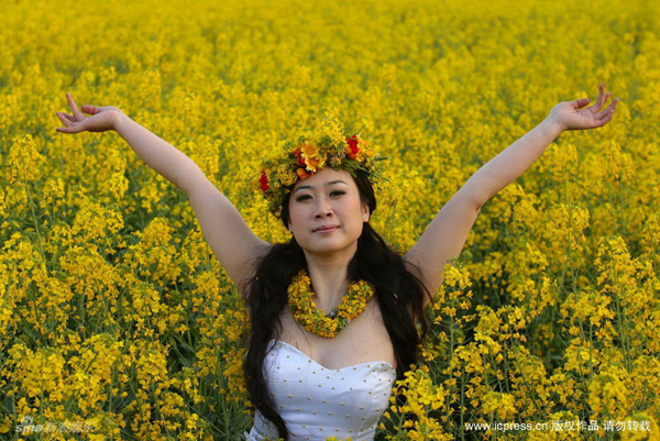 芙蓉姐姐现油菜花景区 一朵 芙蓉 压<em>菜花</em>_中国