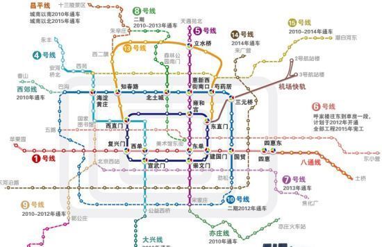 北京5条地铁线今日下午将同时开通