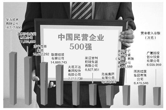 2011年中国民营企业500强名单前十名