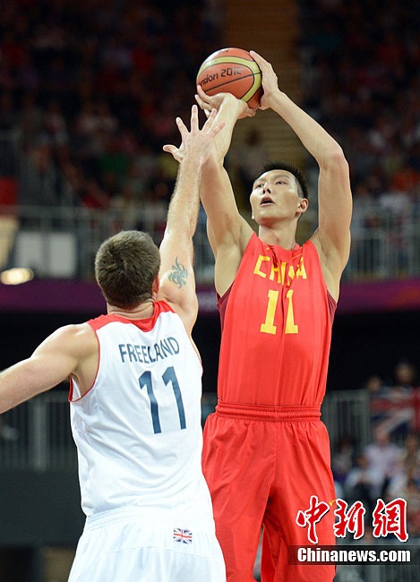 中国男篮58:90负英国 排名垫底结束奥运征程