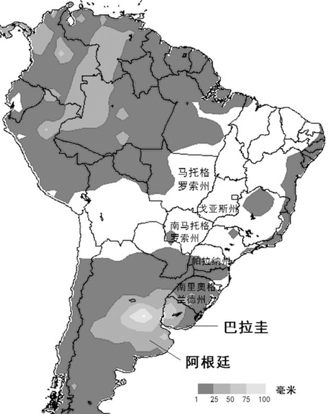 南美洲9月3日―9日当周累积降水量