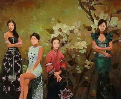 油画家画 新<em>四大才女</em>图 宋飞、张璇、徐静蕾入