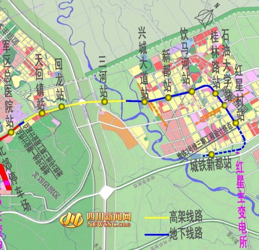 成都地铁3号线南北延线拟设19站 或将连通城铁双流新都站