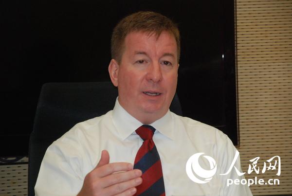 中国美国商会会长葛国瑞9月2日接受媒体采访(人民网黄瑾摄)