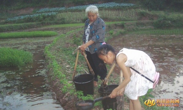 泸州:孩子为妈洗脚送贺卡 做农活感恩母亲(图)