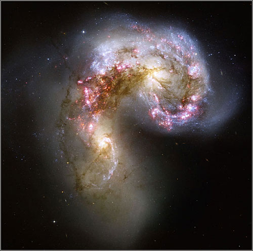 這張照片顯示的是觸須星系NGC 4038-4039（國際線上獨家資訊 付華一）