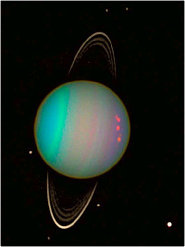 卫星正在围绕天王星运转的照片。（国际在线独家资讯 付华一）