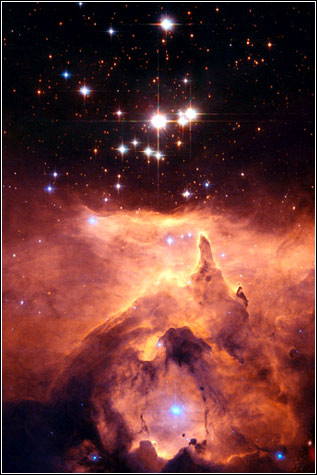 这是12月11日公布的哈勃望远镜拍摄的Pismis 24恒星团照片。