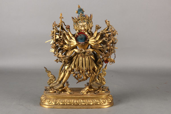 清铜鎏金时轮金刚像