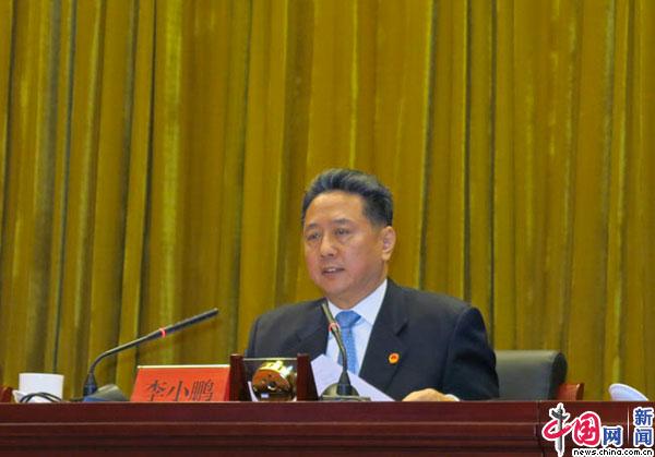 交通运输部部长李小鹏介绍情况.中国网记者 张艳玲 摄