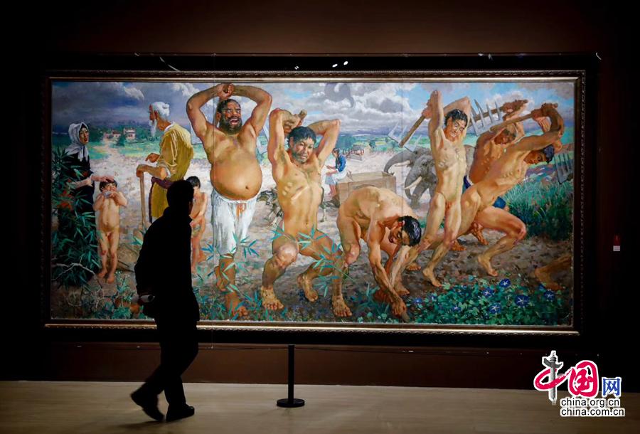 观赏布面油画《愚公移山》