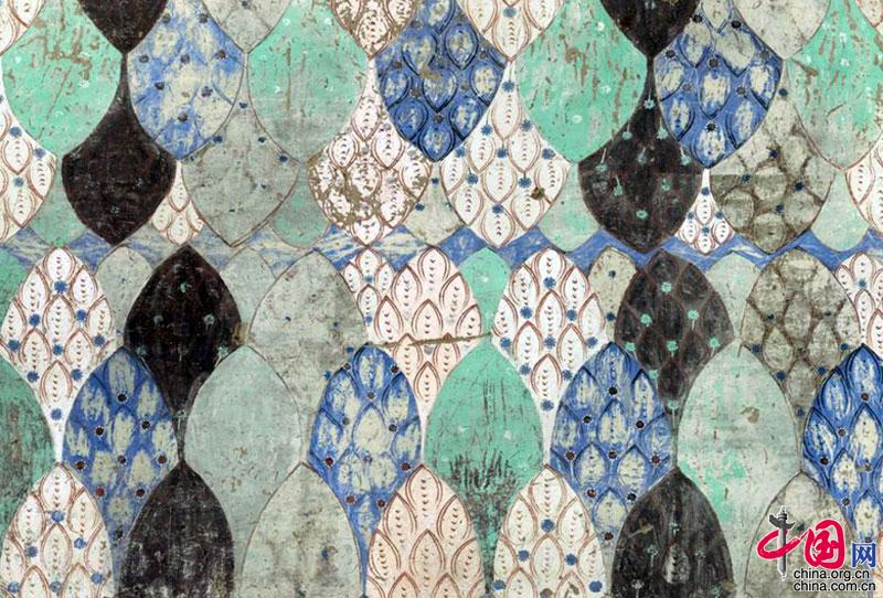 克孜尔石窟第38窟菱格图案 克孜尔石窟第38窟菱格图案