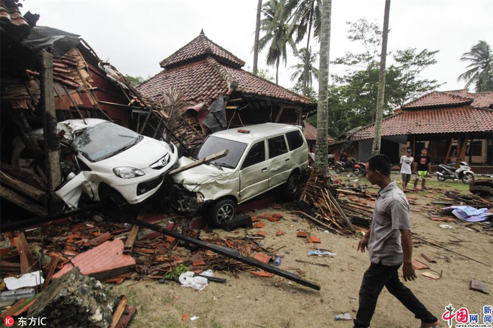 印尼海啸遇难人数升至222人 房屋车辆受损