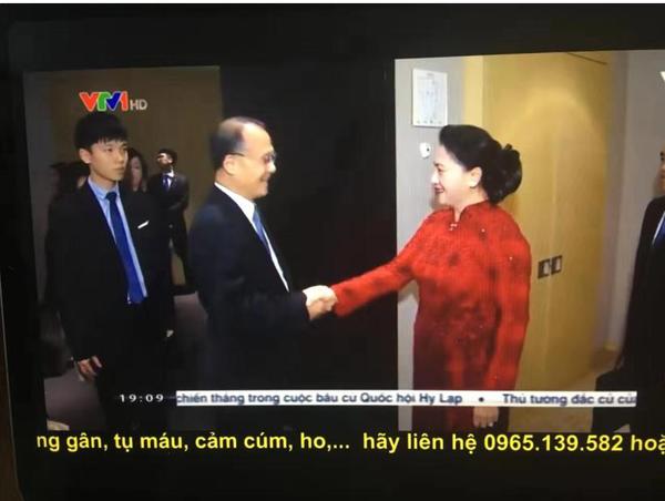 越南电视台报道阮氏金银会见蔡冠深相关新闻