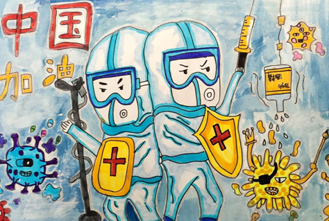 稚笔丹青绘英雄,璧山文化馆儿童画主题展为战"疫"温暖