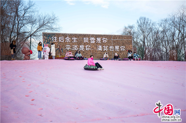 宁夏西夏风情园滑雪场"樱花粉雪"浪漫来袭