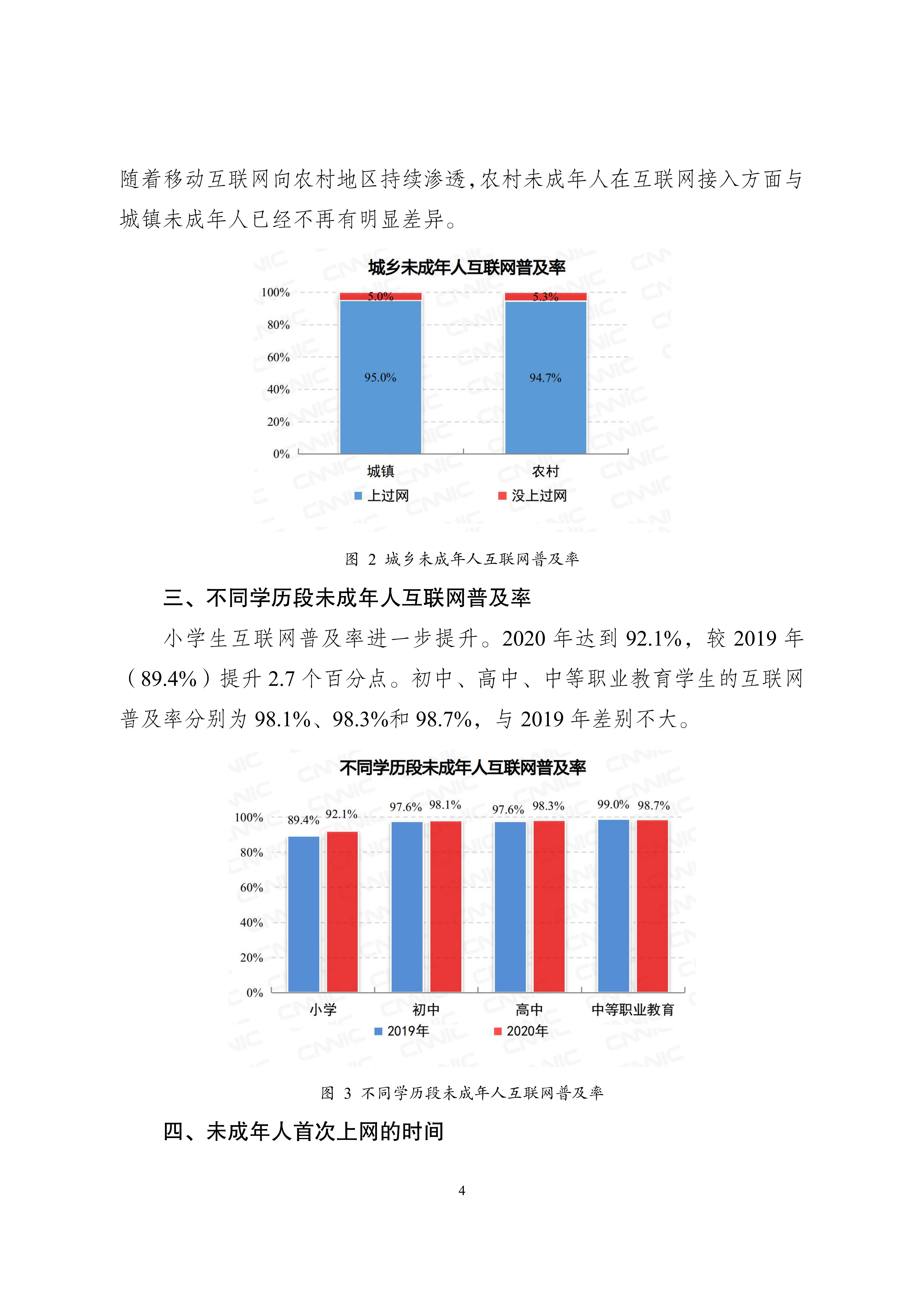 2020年全国未成年人互联网 使用情况研究报告