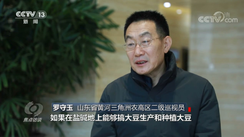 罗守玉说:"大豆每年对外依存度,进口量相当大,如果在盐碱地上能够搞