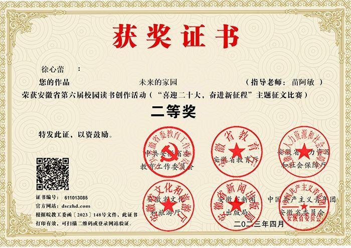 庐江县冶父山镇魏岗学校在省校园读书创作活动中喜获佳绩